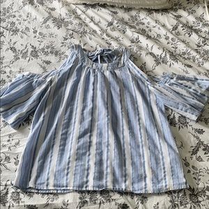 Pink Lily Blue and White Striped Blouse